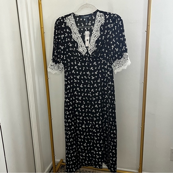 New ModCloth Leisure Meets Luxury Midi Dress in Black Mushroom Size 8 - Picture 2 of 7